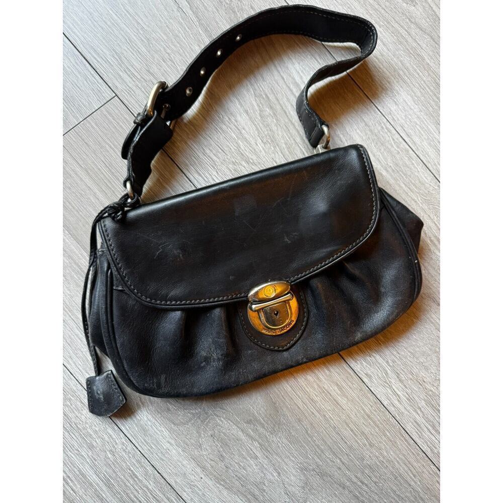 Mark‎ Jacobs rare Vintage black leather bag with lock